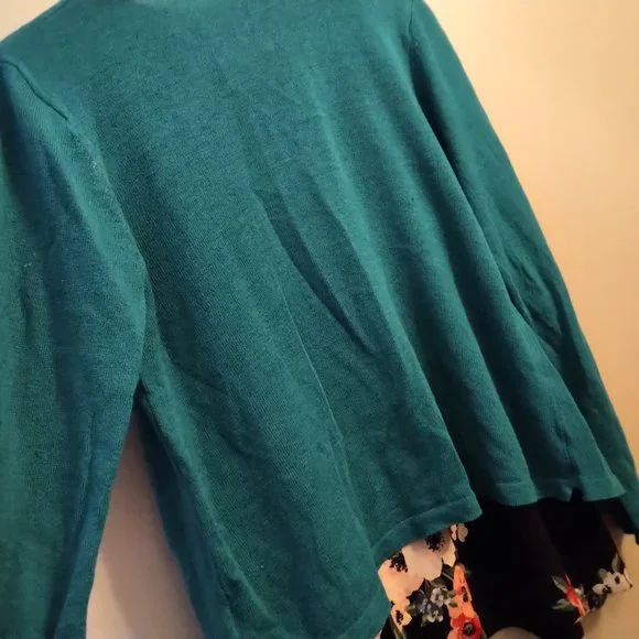 J.Jill Small Petite Open Front Silk Blend Cardi Mediterranean blue Cardigan - Picture 6 of 11